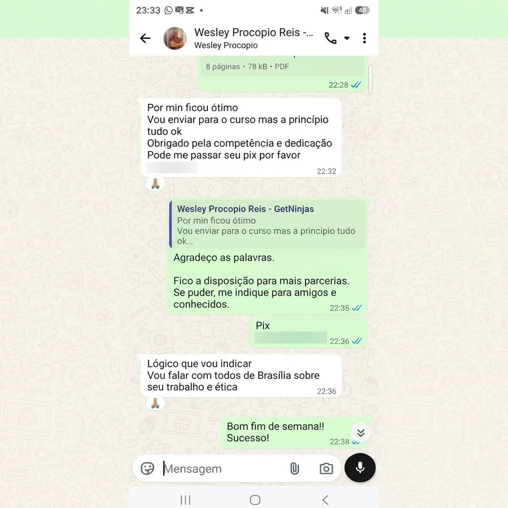 Print da conversa original de WhatsApp com Wesley